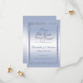 Periwinkle Glitzer & Silver Wedding Rings Save The Date