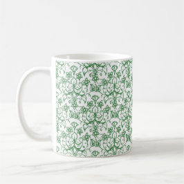 Periwinkle Green White Decorative Choral Kaffeetasse