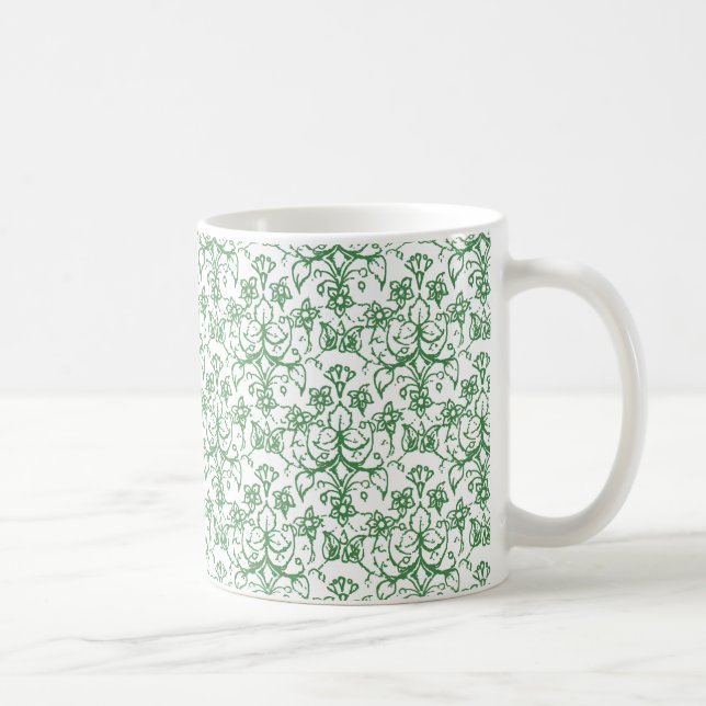 Periwinkle Green White Decorative Choral Kaffeetasse (Rechts)