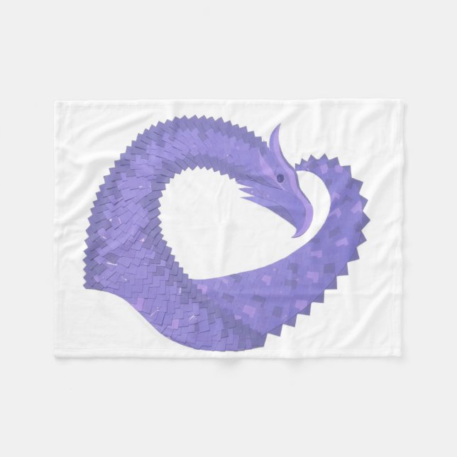 Periwinkle Herzdrache auf Weiß Fleecedecke (Vorderseite (Horizontal))