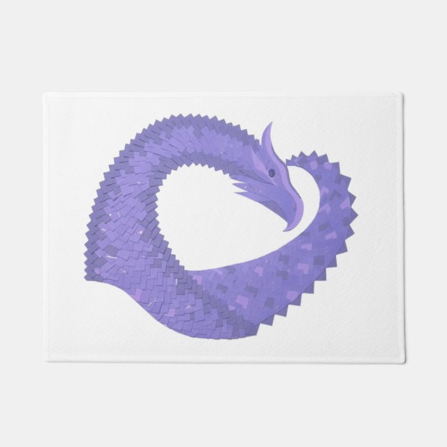 Periwinkle Herzdrache auf Weiß Fußmatte (Vorderseite)