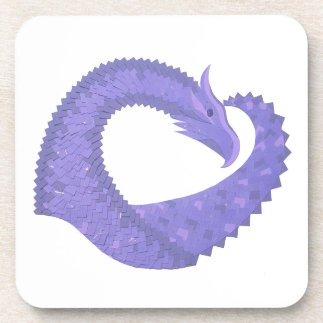 Periwinkle Herzdrache auf Weiß Getränkeuntersetzer (Vorderseite)