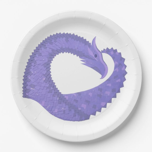 Periwinkle Herzdrache auf Weiß Pappteller (Vorderseite)