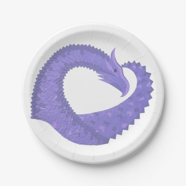 Periwinkle Herzdrache auf Weiß Pappteller (Vorderseite)