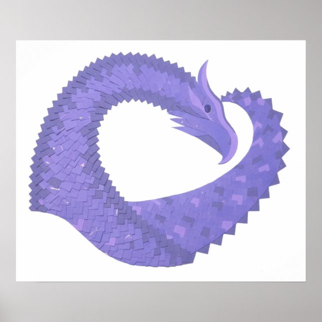 Periwinkle Herzdrache auf Weiß Poster (Vorne)
