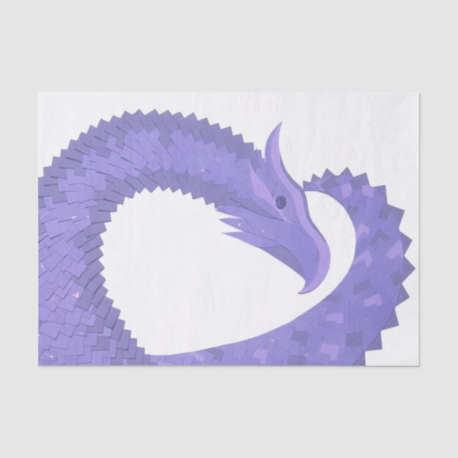 Periwinkle Herzdrache auf Weiß Seidenpapier (Vorderseite)