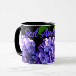 Periwinkle hydrangeas lila blaue Blumen für Tante Tasse