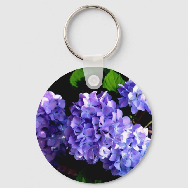 Periwinkle hydrangeas purple blue flower floral schlüsselanhänger (Vorderseite)
