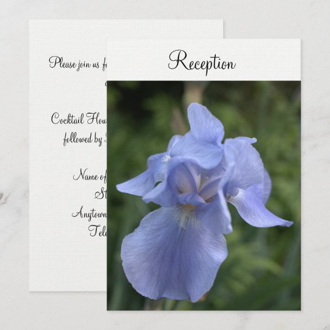Periwinkle Iris Floral Wedding Reception Einladung (Vorne/Hinten)