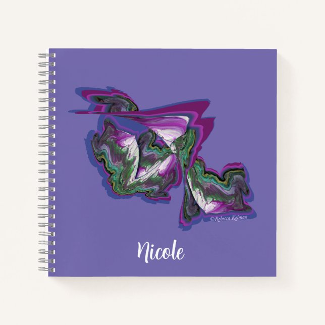 Periwinkle Lila Pink & Green Notizbuch (Vorderseite)