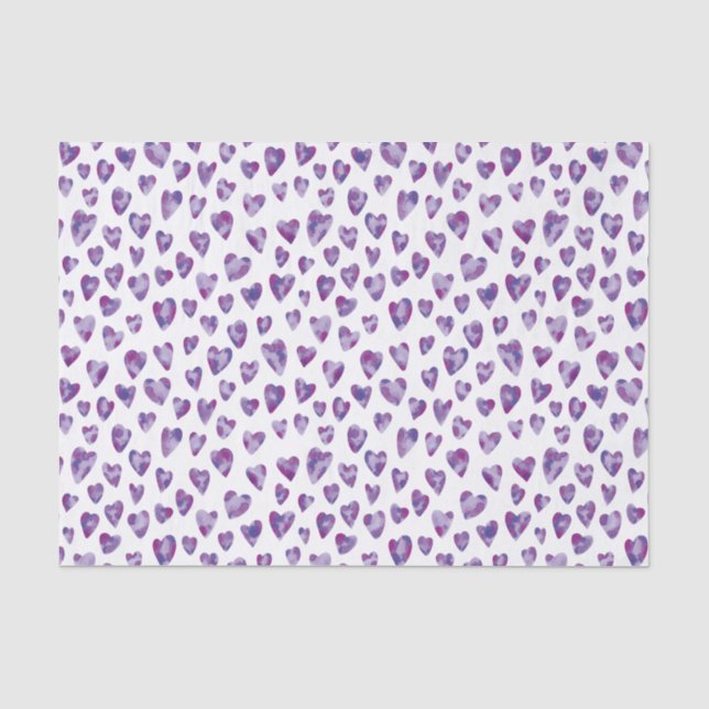 Periwinkle Lila Valentine Liebe Herzmuster Seidenpapier (Vorderseite)