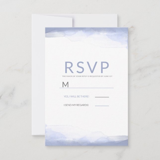 Periwinkle Lila Watercolor Modernes Hochzeitsszena RSVP Karte (Vorderseite)