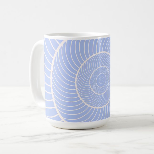 Periwinkle lilac spiralförmige Schnecke Fibonacci Kaffeetasse (Vorderseite Links)
