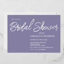 Periwinkle Minimalistisch Script Brautparty Silver Folieneinladung