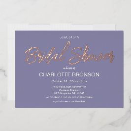 Periwinkle Minimalistisches Script-Brautparty Folieneinladung