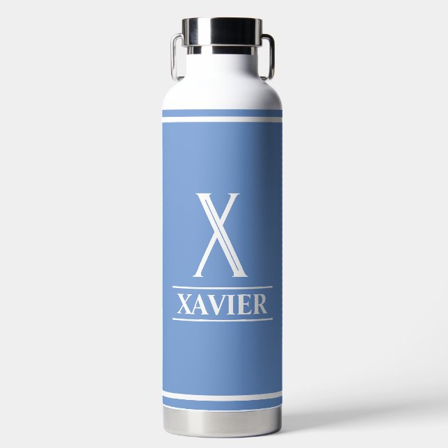 Periwinkle Mit Monogramm Trinkflasche (Vorderseite)