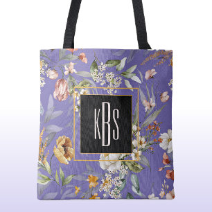 Periwinkle Monogram Fine Art Florals Shoulding Tas Tasche