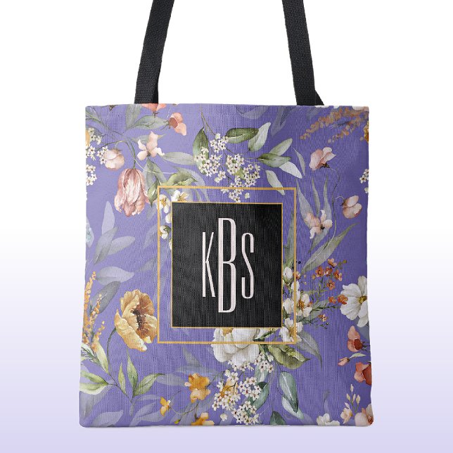 Periwinkle Monogram Fine Art Florals Shoulding Tas Tasche (Von Creator hochgeladen)