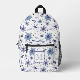 Periwinkle Monogram Florals Bedruckter Rucksack