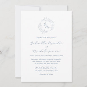 Periwinkle Monogram Foto Hochzeitseinladung mit UA Einladung