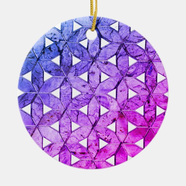 Periwinkle Mosaik-Blume des Lebens Keramik Ornament (Vorne)