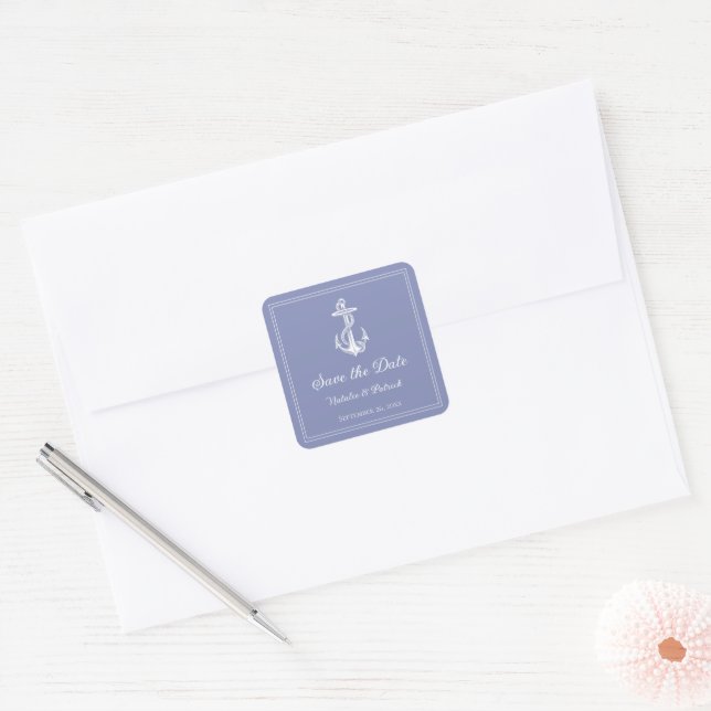 Periwinkle Nautical Anchor Save the Date Stickers (Umschlag)