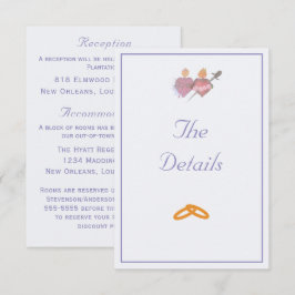 Periwinkle/Off-White Two Hearts Catholic Wedding  Begleitkarte