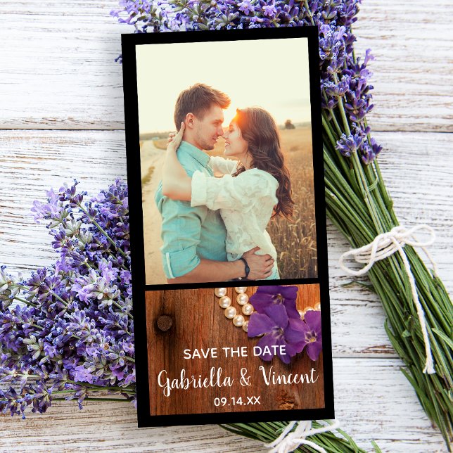Periwinkle, Perlen Barnholz Hochzeit speichern das Save The Date (Von Creator hochgeladen)