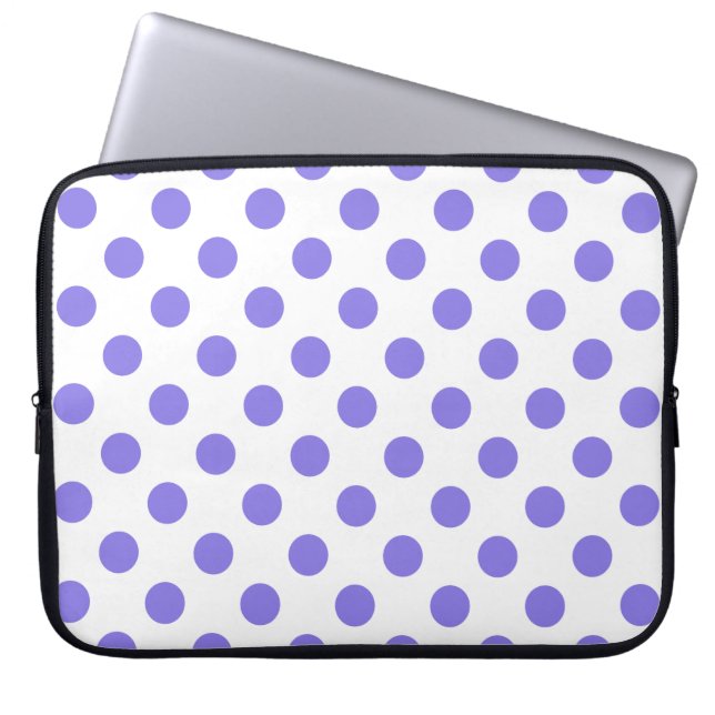 Periwinkle-Polka-Punkte Laptopschutzhülle (Vorderseite)