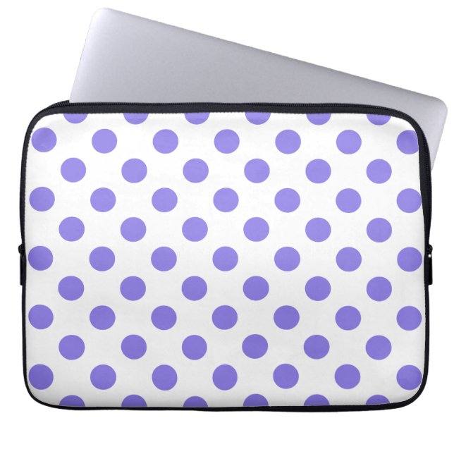 Periwinkle-Polka-Punkte Laptopschutzhülle (Vorderseite)
