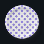 Periwinkle-Polka-Punkte Pappteller<br><div class="desc">Periwinkle polka Punkte auf weißem Hintergrund</div>