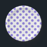 Periwinkle-Polka-Punkte Pappteller<br><div class="desc">Periwinkle polka Punkte auf weißem Hintergrund</div>