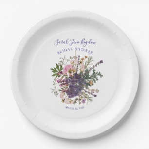Periwinkle Pressed Wildblume Boho Brautparty Pappteller