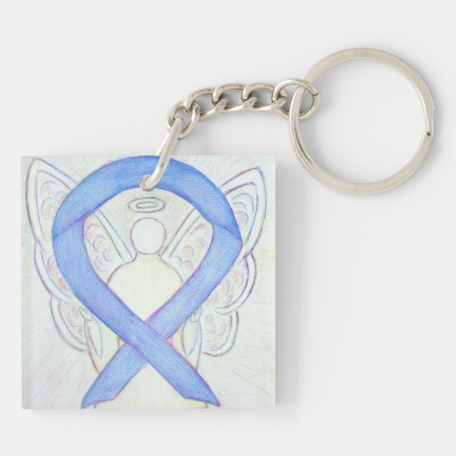 Periwinkle Ribbon Engel Custom Art Schlüsselanhäng Schlüsselanhänger (Rückseite)