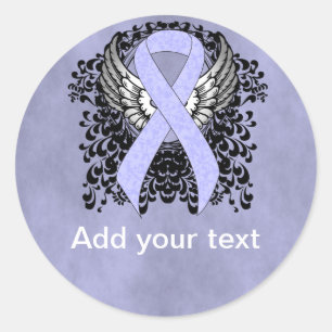 Periwinkle Ribbon mit Flügeln Runder Aufkleber
