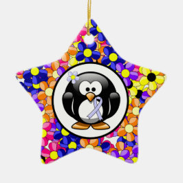 Periwinkle Ribbon Penguin Keramikornament