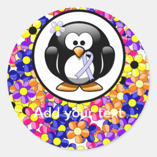 Periwinkle Ribbon Penguin Runder Aufkleber