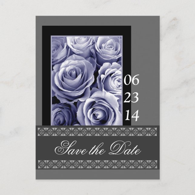 PERIWINKLE Rose und Lace Save the Date Postkarte (Vorderseite)