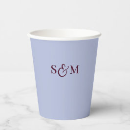 Periwinkle-Script-Ampersand-Monogramm-Hochzeit Pappbecher