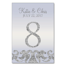Periwinkle Silver Glitzer Look Tischnummern-8 Tischnummer