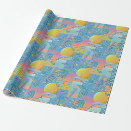 Periwinkle Summer Vaporwave Sonnenuntergang und Pa Geschenkpapier
