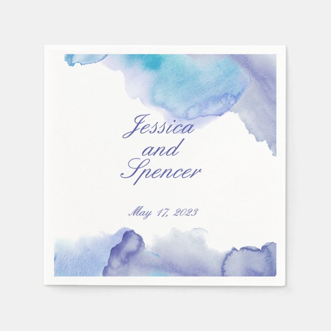 Periwinkle und Blue Alcohol Ink Wedkins Napkins Serviette (Vorderseite)