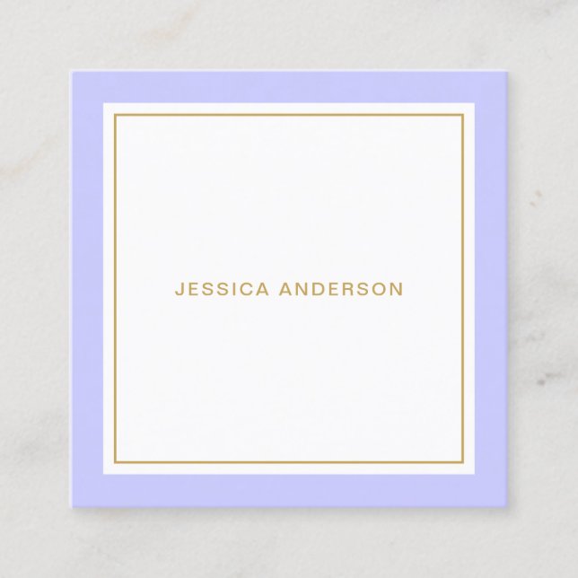 Periwinkle und Gold Elegante Feminine Quadratische Visitenkarte (Vorderseite)