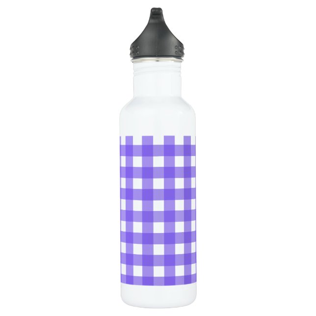 Periwinkle und weißer Gingham Edelstahlflasche (Rechts)