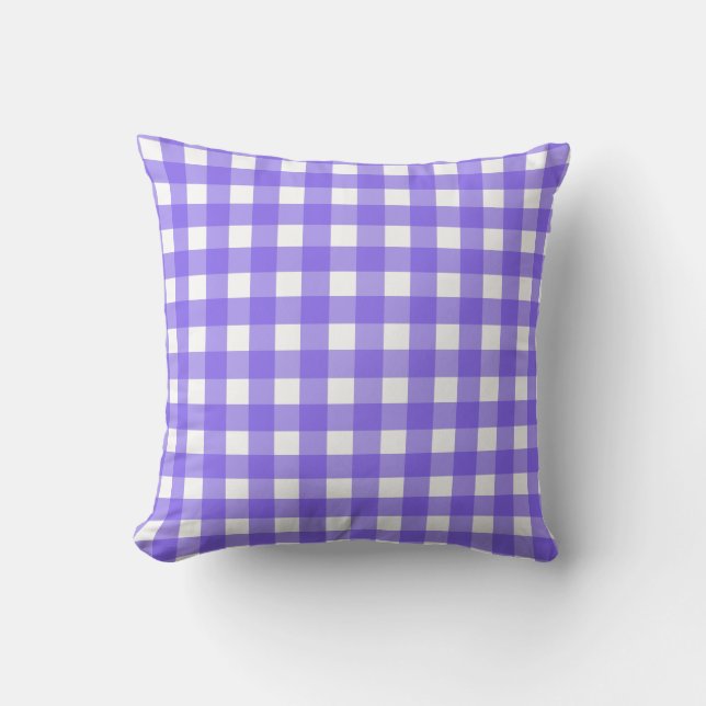Periwinkle und weißer Gingham Kissen (Vorderseite)
