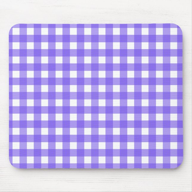 Periwinkle und weißer Gingham Mousepad (Vorne)