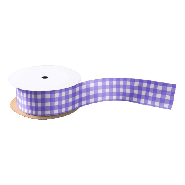 Periwinkle und weißer Gingham Satinband (Spule)