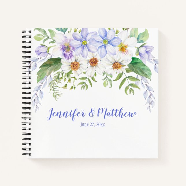 Periwinkle White Lavender Wildblumen Gästebuch Notizbuch (Vorderseite)