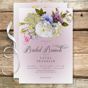 Periwinkle White Mauve Floral Modern Bridal Brunch Einladung