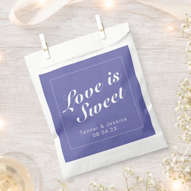 Periwinkle & White Moderne Minimalistische Hochzei Geschenktütchen (Ausgeschnitten)